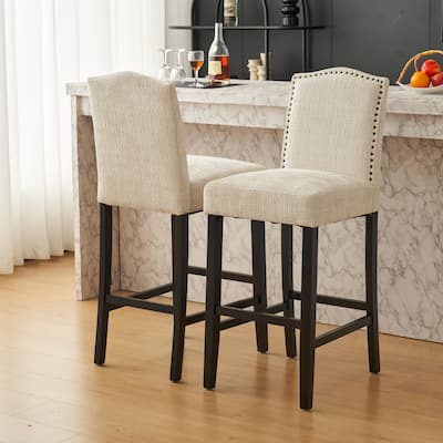 Faux Leather Barstools Set of 2 Counter Height Bar Stools for Kitchen Island