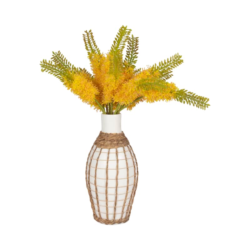 Sagebrook Home Terracotta, 18"h Bottle Vase, White/Brown Finish, Ceramic Art Piece