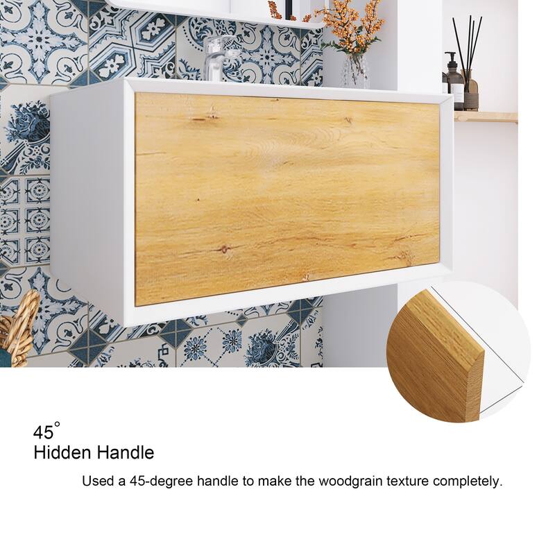Bathroom Vanity in F.Oak with Integrated Solid Surface Top