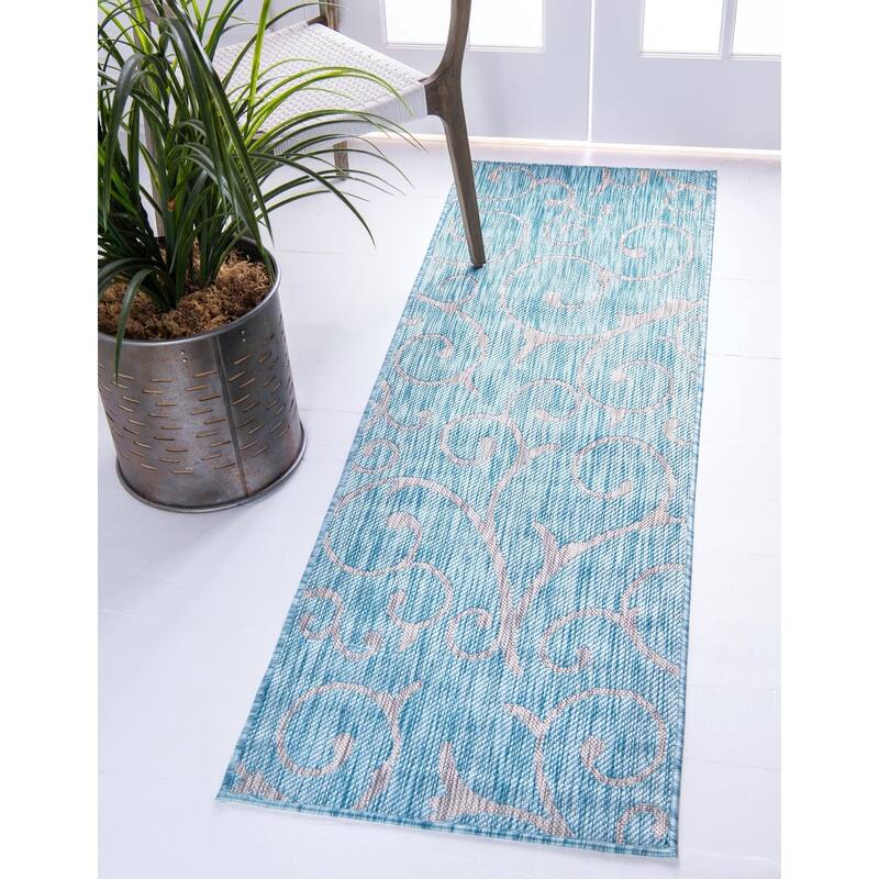 Outdoor Turgh Collection Area Rug - Light Aqua - 2'x6'