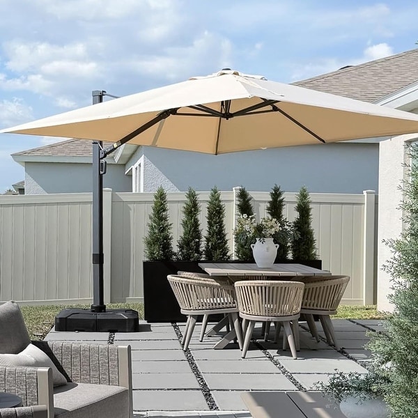PURPLE LEAF Patio Cantilever Offset Umbrella, 360-degree Rotation
