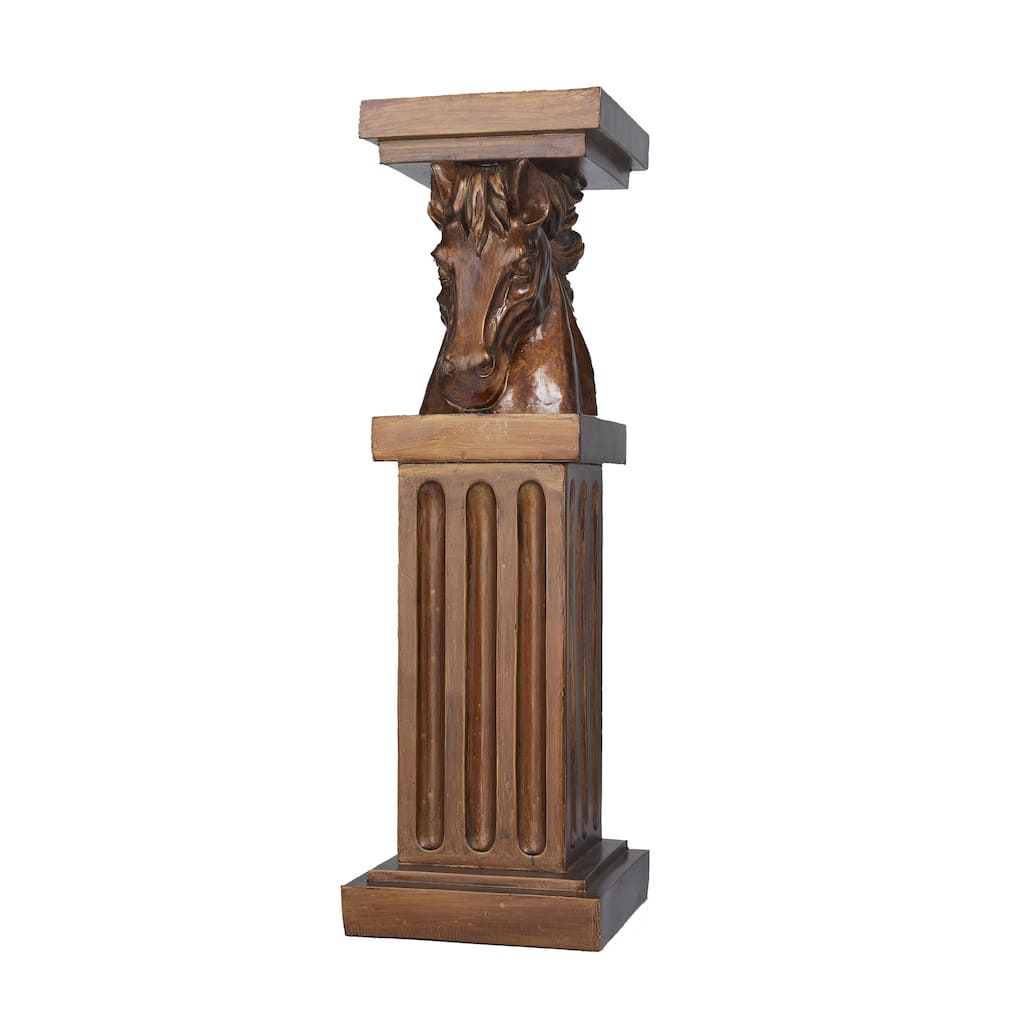 Polystone Horse Pedestal Table - Brown - Roche River Decor