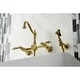 preview thumbnail 12 of 20, Heritage Wall Mount Bridge Kitchen Faucet with Brass Sprayer
