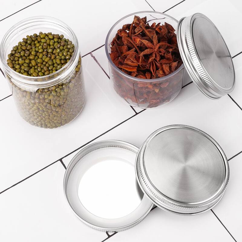 Stainless Steel Wide Mouth Mason Jar Lids for Mason Canning Jars Caps - 2pcs - Silver - 2pcs