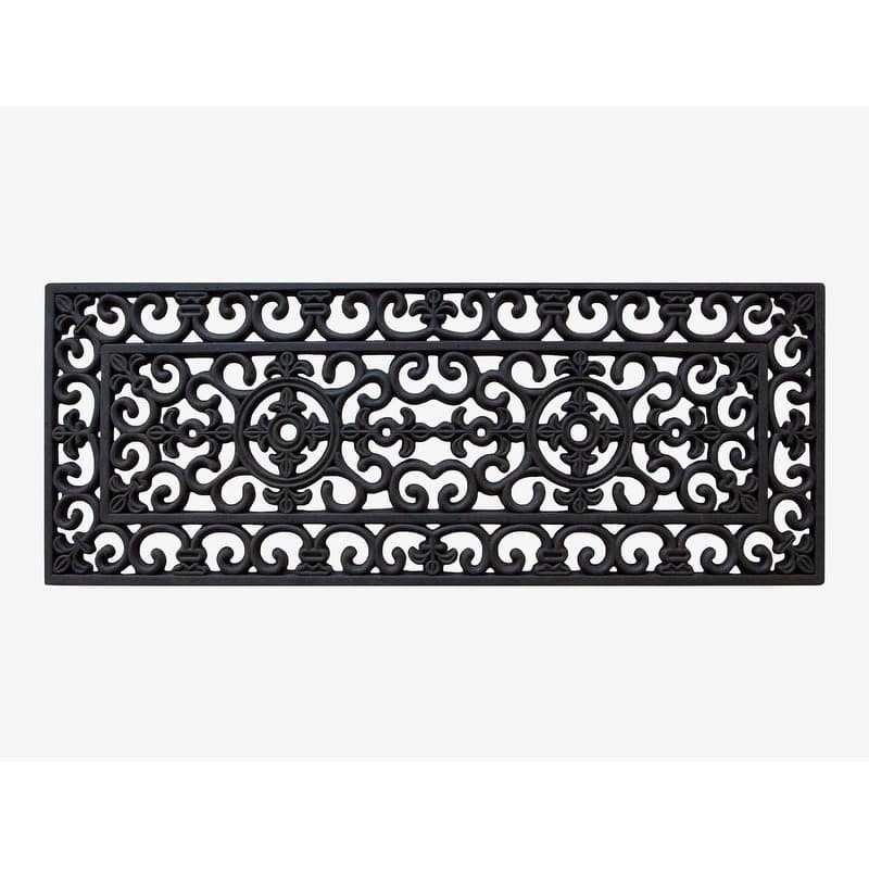 A1HC 100% Rubber Beautifully Hand Finished Elegant Large Doormat for Indoor Outdoor Use - 18x48 - Black Estate