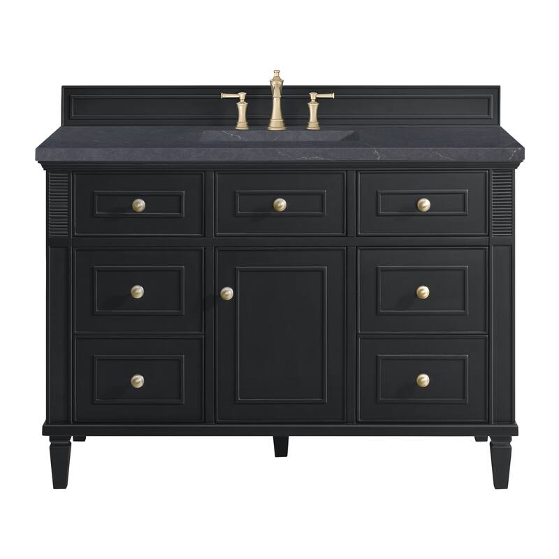 James Martin Vanities 424-V48-3CSP Lorelai 48" Single Basin Wood - Black Onyx - Anthracite Finish