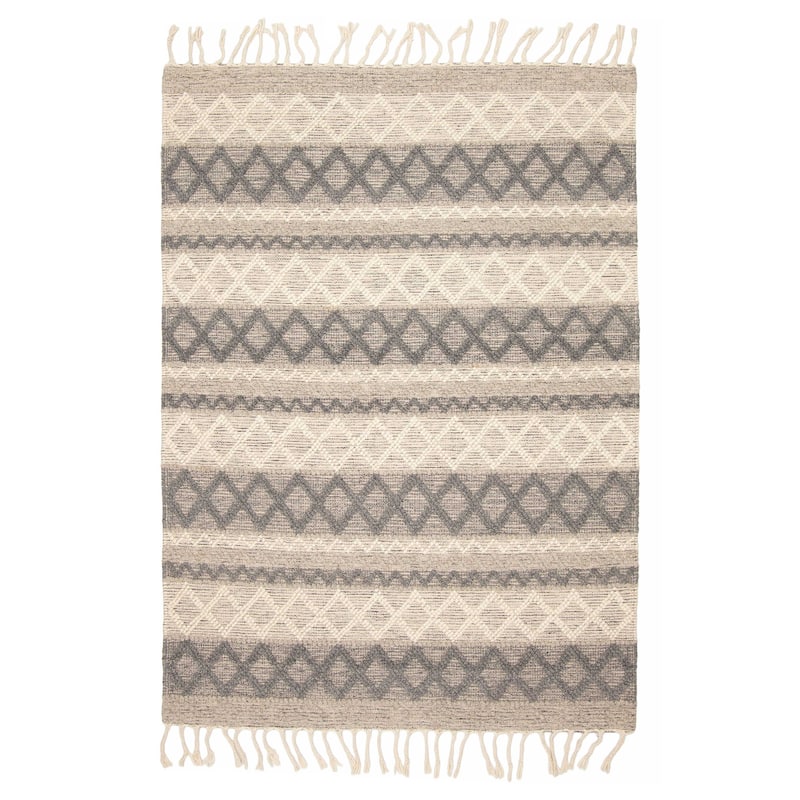 ECARPETGALLERY Braid weave Sienna Grey Wool Rug - 5'2 x 7'5 - Grey - 5'2 x 7'5