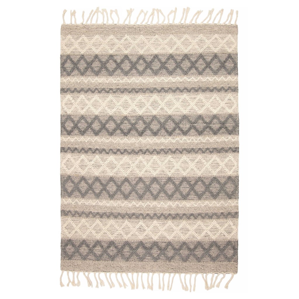 ECARPETGALLERY Braid weave Sienna Grey Wool Rug - 5'2 x 7'5
