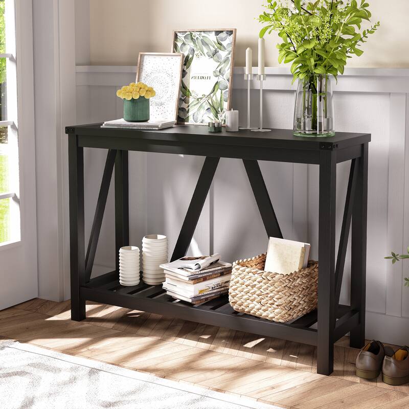 Crestlive 2 Tiers Entryway Console Table Living Room Behind Couch Sofa Table