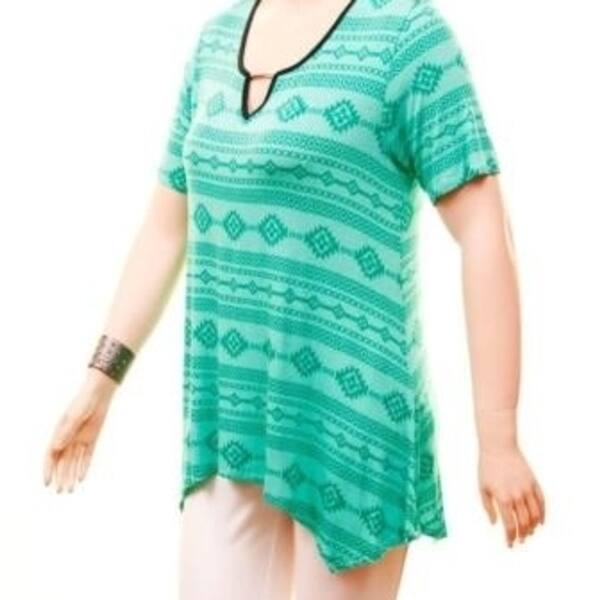 Shop Plus Size Western Hippie Boho Sharkbite Hem Keyhole Hem Tunic