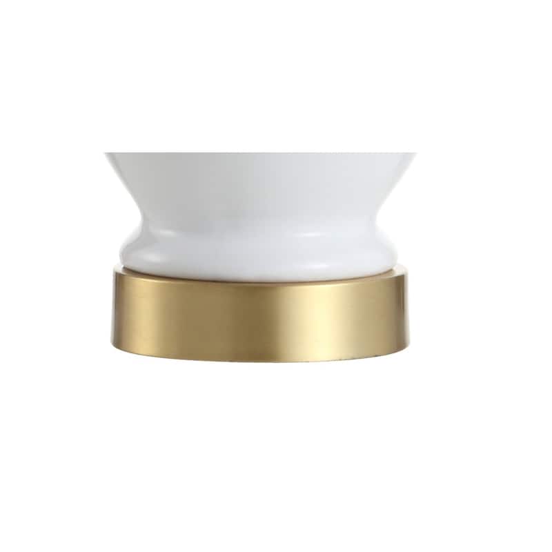 Perry 20" Ceramic/Metal LED Table Lamp, White/Brass Gold by JONATHAN Y