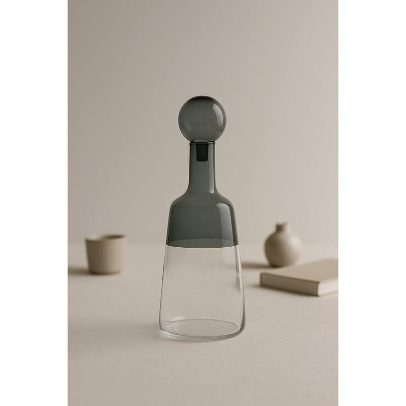 Tapered Base Glass Bottle Vase - 15" - Clear and Gray