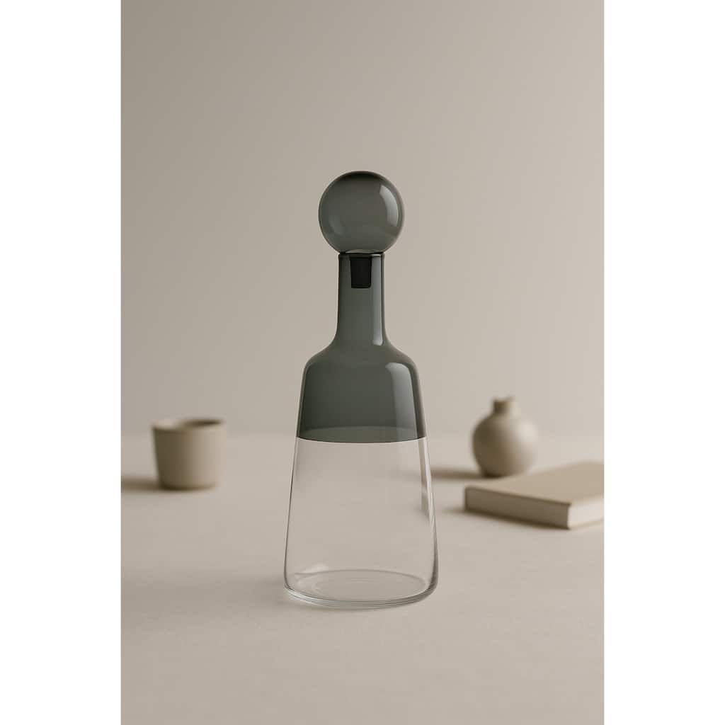 Tapered Base Glass Bottle Vase - 15" - Clear and Gray