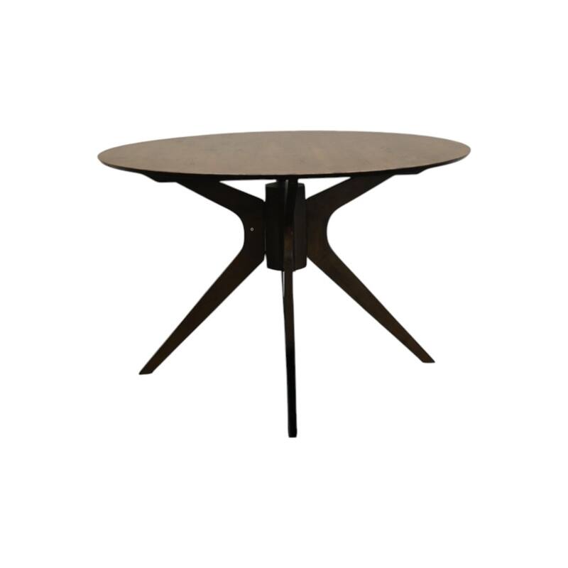 HomeRoots 47" Walnut Solid Wood Pedestal Base Round Top Dining Table - 47.30 in. x 29.50 in. x 47.30 in.