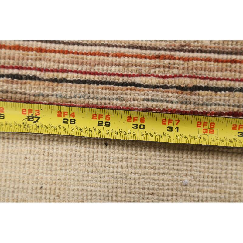 Gabbeh Kashkoli Wool Contemporary Striped Area Rug Hand-knotted Carpet - 2'6" x 4'1"