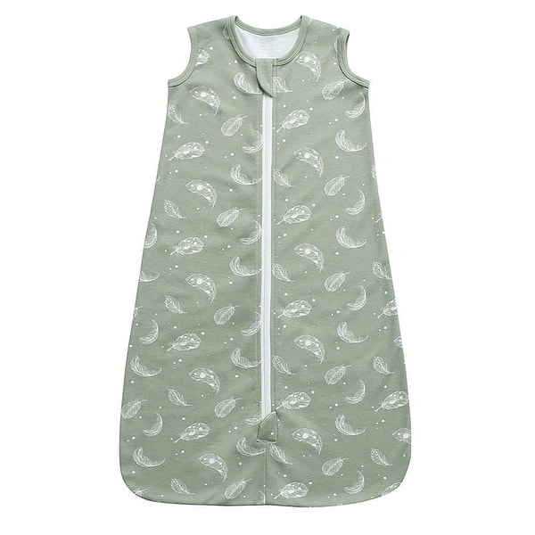 slide 2 of 2, 100% Organic Cotton 0.5tog Sleep Sack - Sage Feather 0-12 Months
