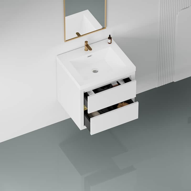 24" Wall-Mounted Bathroom Vanity with Sink