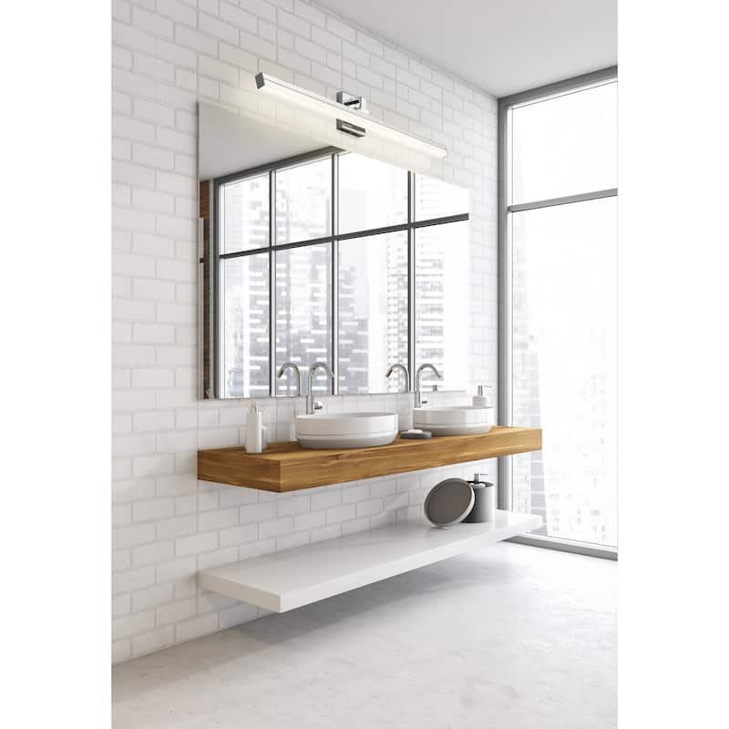 Liam by Z-Lite 1 Light Vanity in Chrome with Frosted Plastic Shade.
