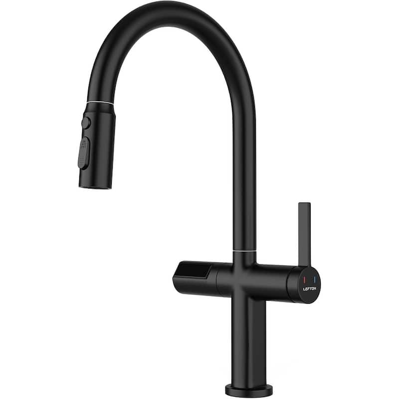Lefton Touchless Pull-Out Kitchen Faucet, Hands Free Motion Sensor Activated, Battery-Free Temperature Display, KF2206 - Matte Black