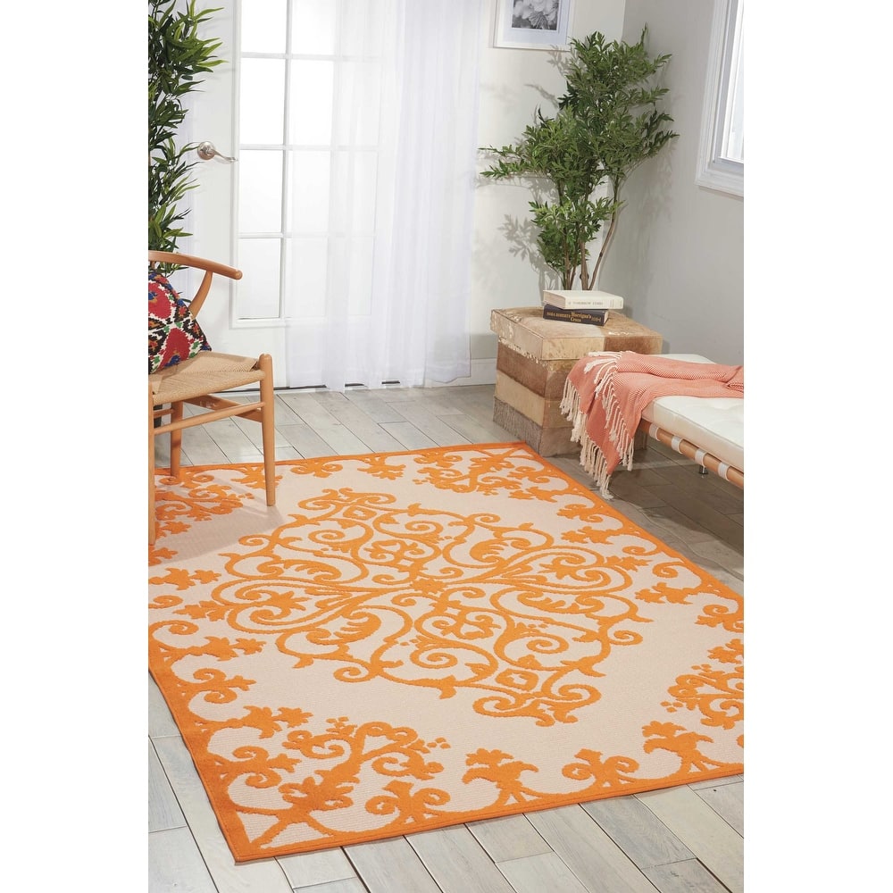 Nourison Aloha Modern Medallion Scroll Indoor / Outdoor Area Rug
