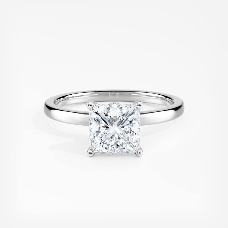 Auriya 14k Gold Lab Grown Princess Ribbon-Halo Diamond Engagement Ring 0.60 to 5.10 ct. tw. (F-G VS) - 1.50 ct. center - 7.5 - White
