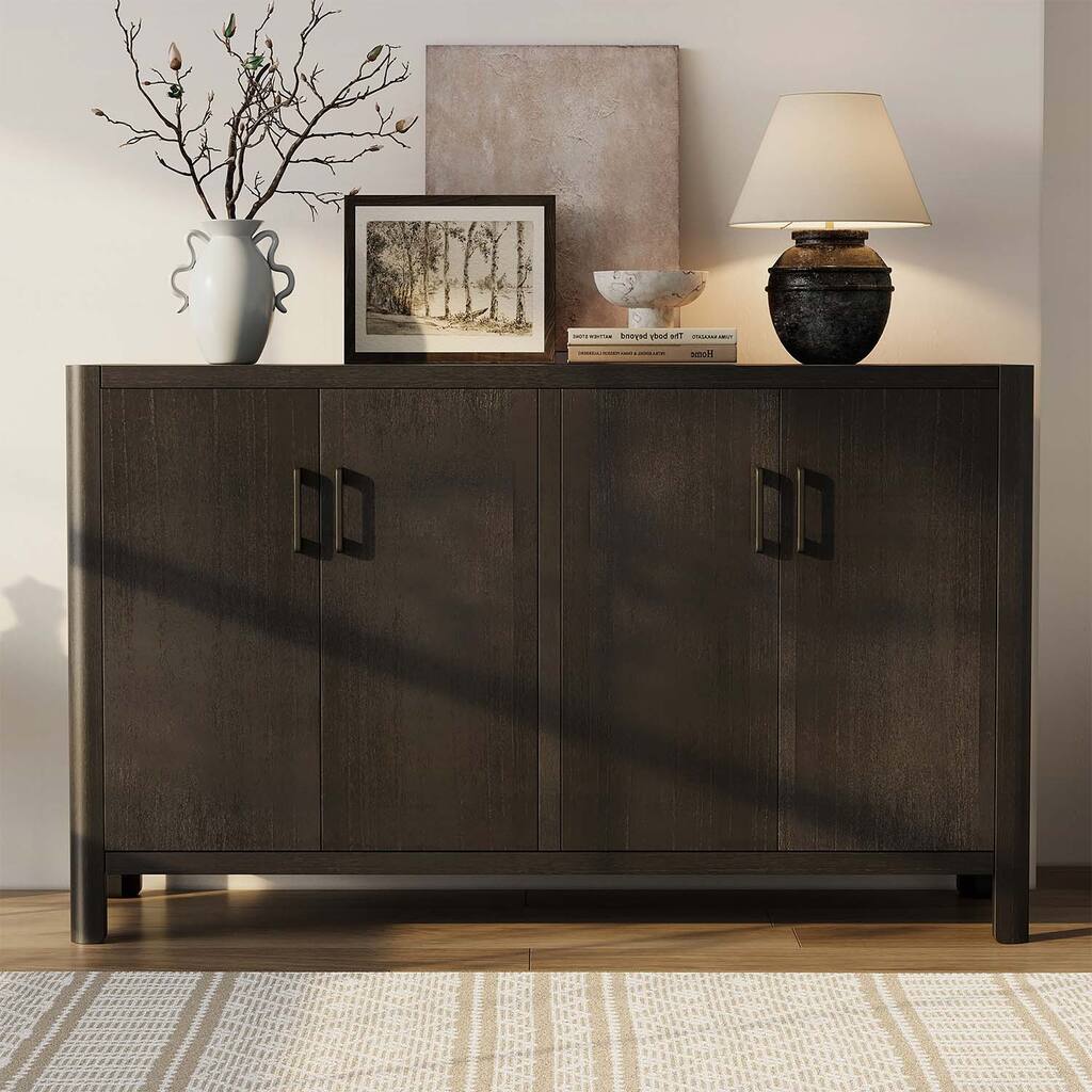 4-Door Cabinet with Smooth Rounded Corners & Refined Metal Handles