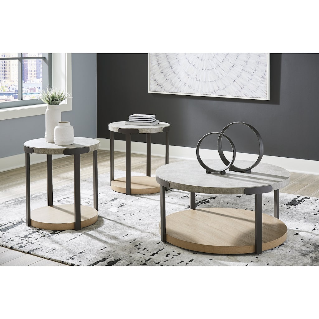 Signature Design by Ashley Darthurst Gray / Light Brown Table (Set of 3) - 37"W x 37"D x 18"H