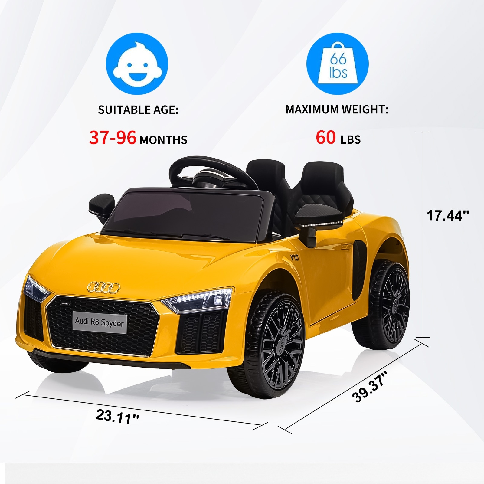 Electric Car for Kids, Audi R8 Spyder Licensed - On Sale