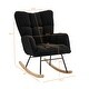 preview thumbnail 18 of 51, Teddy Fabric Tufted Glider Rocking Chair with Metal Frame