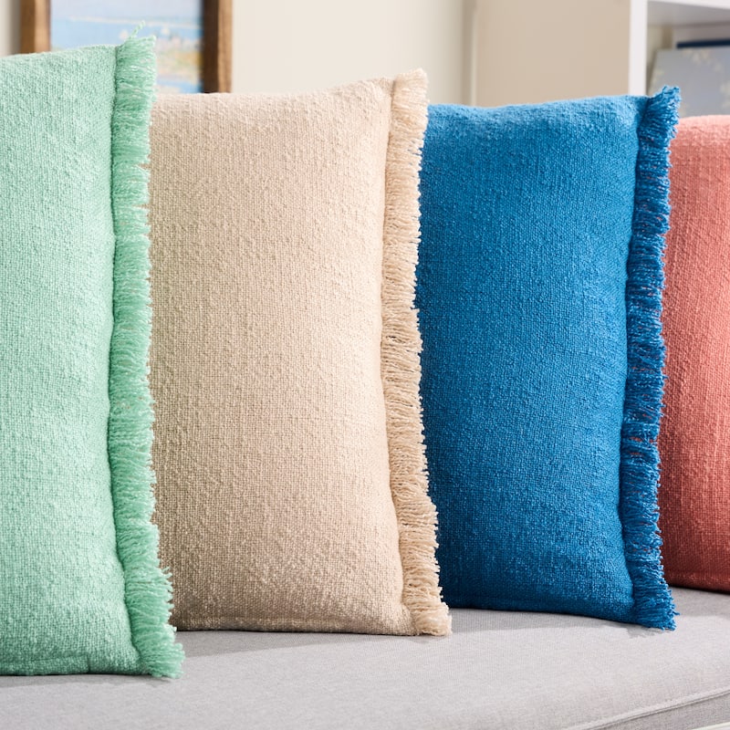 TOWN & COUNTRY EVERDAY Rio Solid Fringe Indoor/Outdoor Decorative Pillow 20"X20" Sage Green