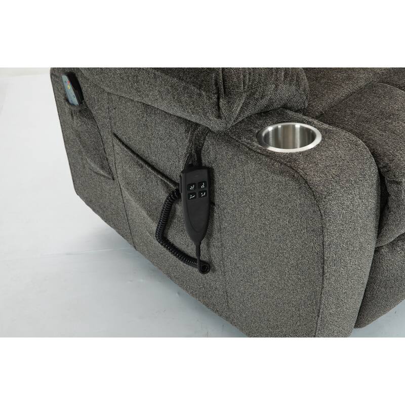 Lift Recliner Chair with Heat & Massage, Dual OKIN Motor Heavy-Duty Recliner Chair, Lounge Chair with Side Pockets & Cup Holders