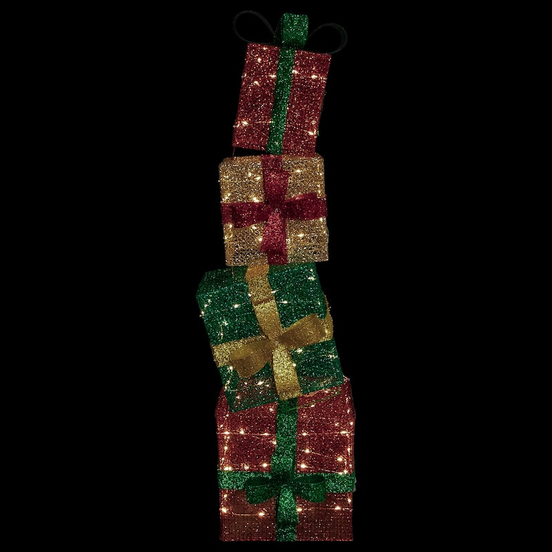 53" LED Lighted Stacked Christmas Gifts Outdoor Decoration