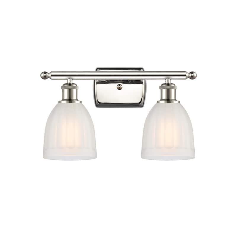 Innovations Lighting Brookfield 2 Light 16" Wide Bathroom Vanity Light - Polished Nickel / White