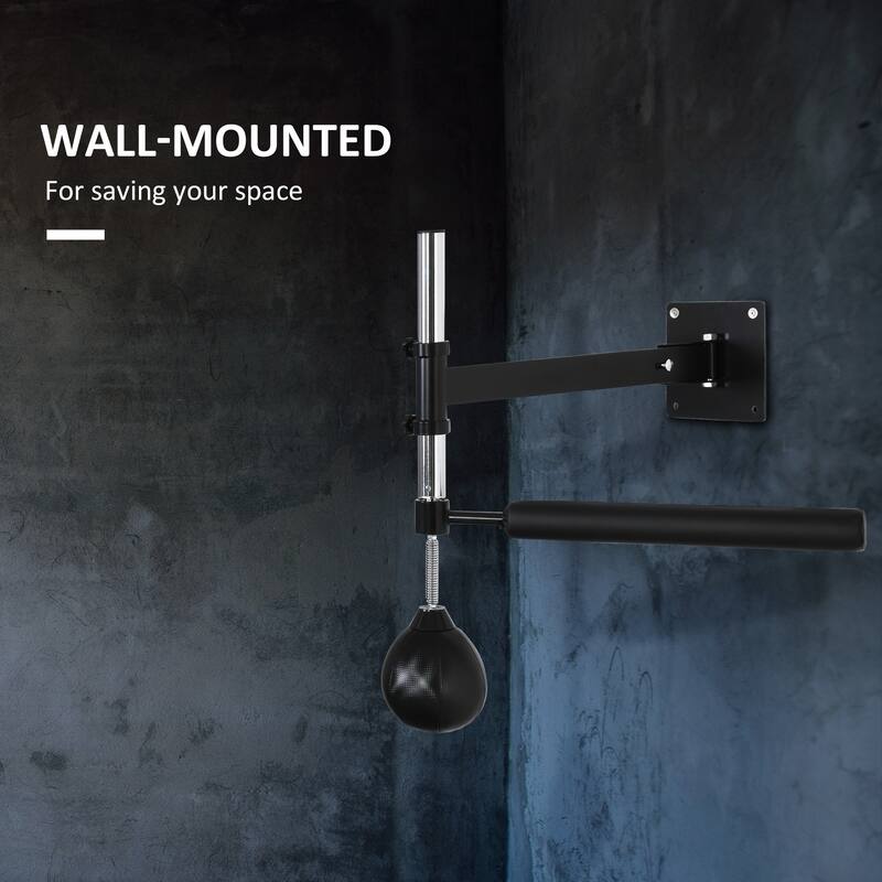 Soozier Wall Mount Reflex Boxing Trainer, 360° Rotating Rapid Boxing Bar with Punching Ball, Height Adjustable for Home Gym