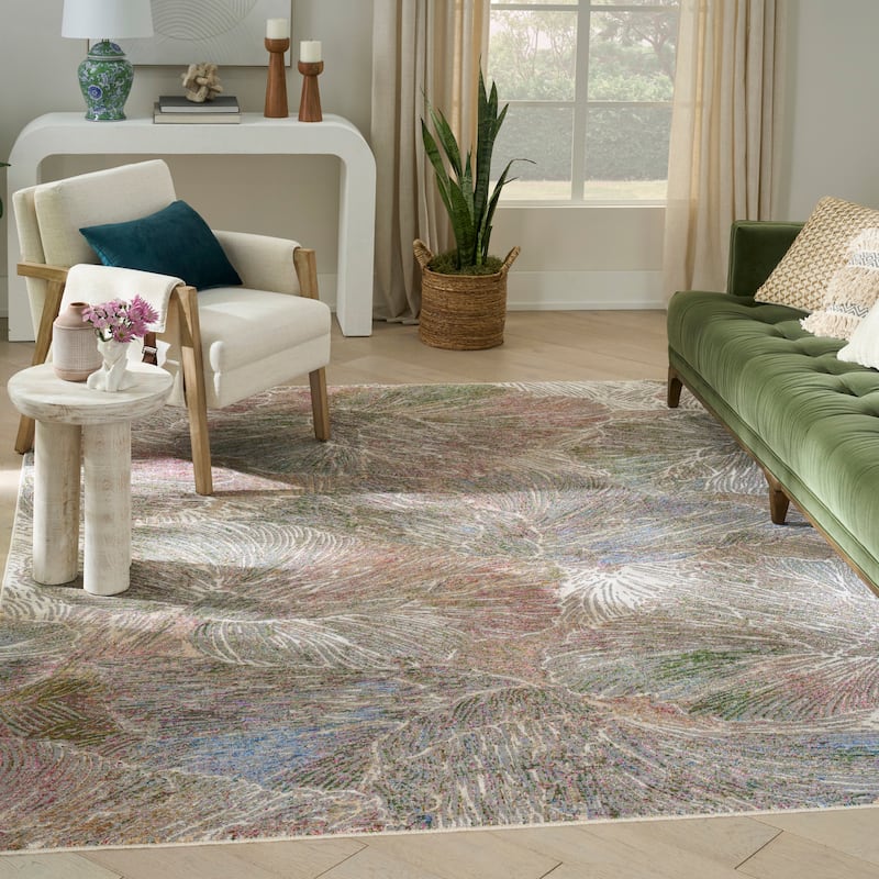 Nourison Quaint Harmony Indoor only Green Floral Area Rug - Sage/Multicolor - 8'10" x 11'2"