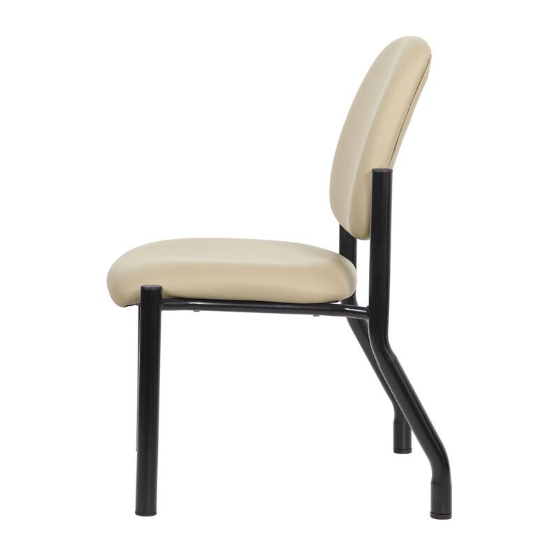 Lea Reception Guest Chair, Beige Antimicrobial Vinyl, Black Legs, 300 lbs