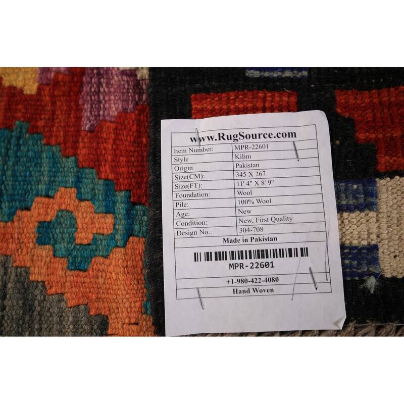 Reversible Kilim Oriental Area Rug Flatweave Home Decor Wool Carpet - 8'9" x 11'4"