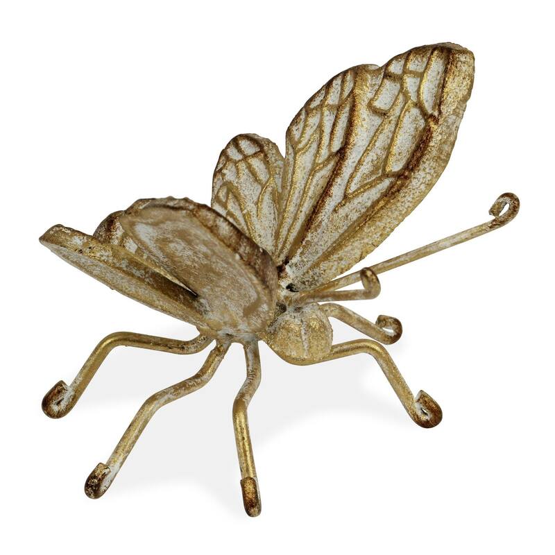 4.25" Gold Tone Handcrafted Butterfly Cast Iron Sculpture