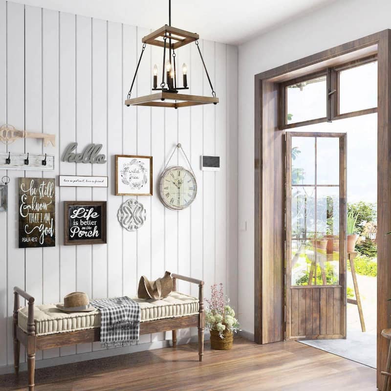 The Gray Barn Modern Farmhouse 4-Light Chandelier Metal Pendant Lights for Dining Room - W16"xH17"