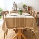 preview thumbnail 15 of 46, Enova Home 54"x 78" High Quality Rectangle Cotton and Linen Tablecloth with Tassels