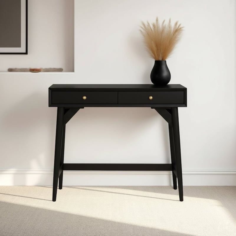 Alpine Furniture Flynn 2 Drawer Mini Desk in Black