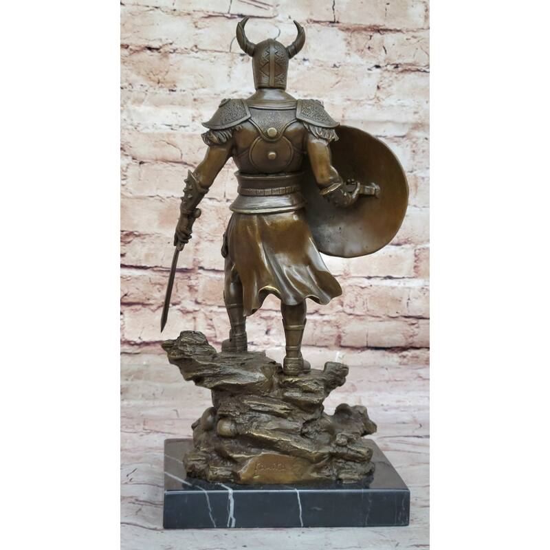 Fantasy Viking Warrior W/ Horned Helmet - Bronze Sculpture Statue Original Art By Kamiko