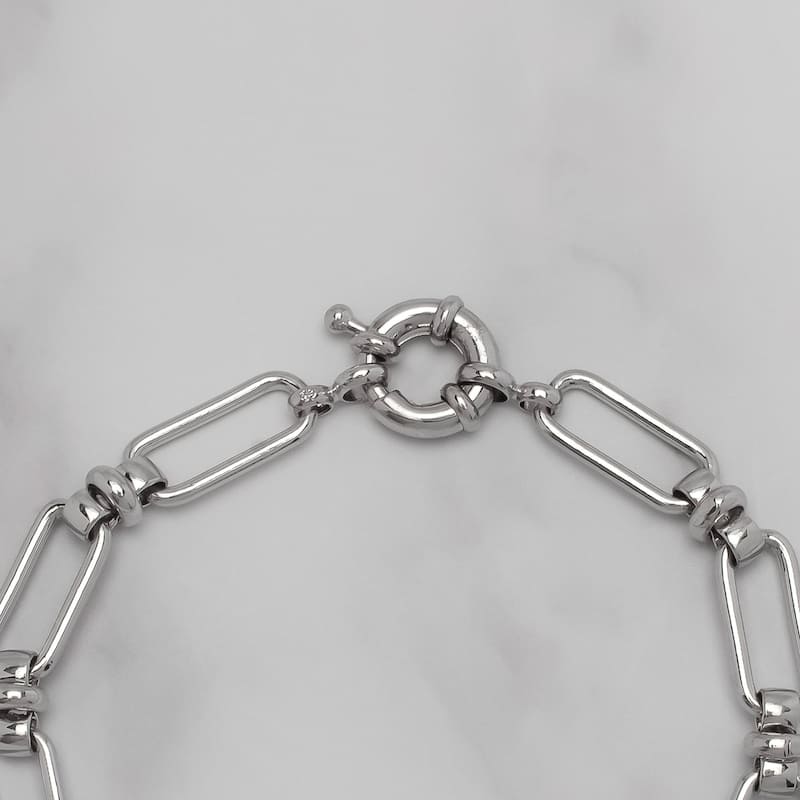 Victoria Townsend Silver Plated Paperclip Station Chain Bracelet