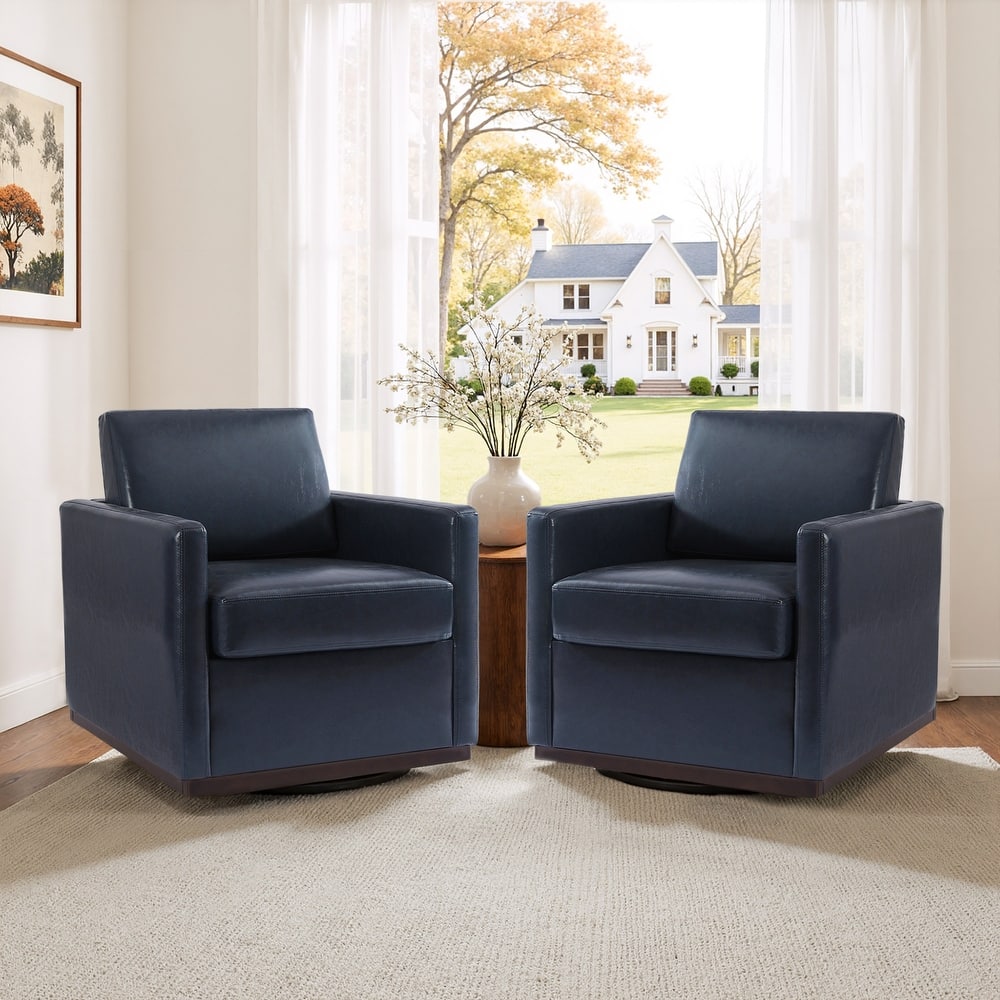 Set of 2 Modern Swivel Accent Armchairs Upholstered Arm Chairs