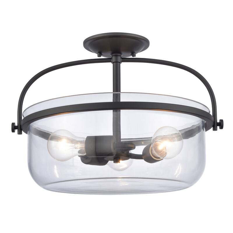 Elk Home Wentworth 17'' Wide 3-Light Semi Flush Mount - Matte Black - Matte Black