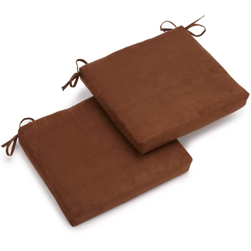 20-inch by 19-inch Microsuede Chair Cushion with Ties (Set of 1, 2, or 4) - Set of 2 - Chocolate
