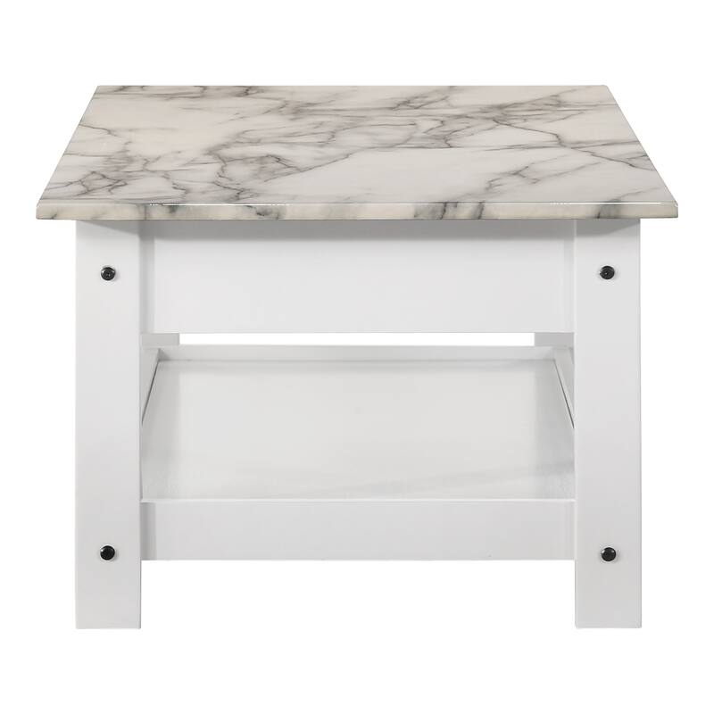 DH BASIC Transitional Rubberwood 3-Piece Open-Shelf Coffee Table and End Table Set with Drawer by Denhour