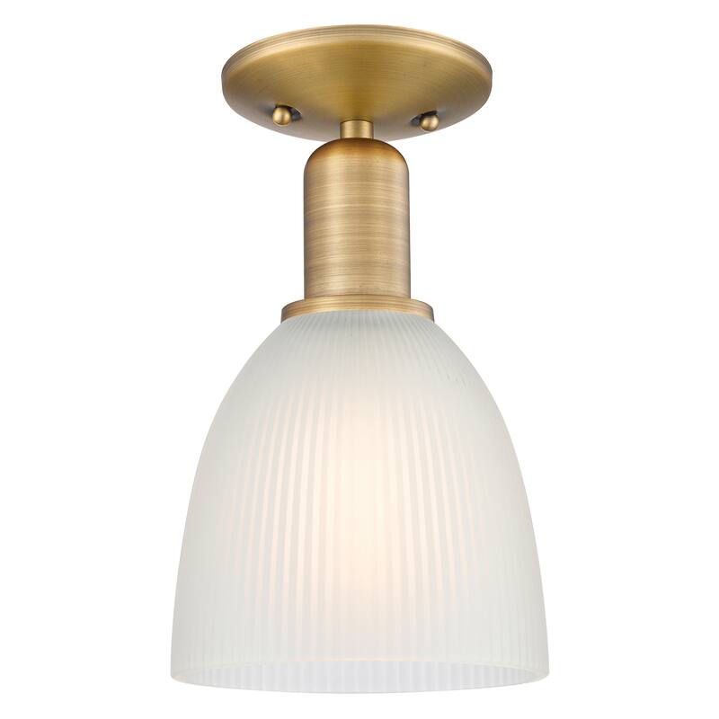 Innovations Lighting Endless Possibilities Arcadia - Castile - 1 Light 6" Semi-Flush Mount - Brushed Brass/White