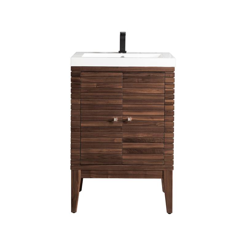 James Martin Vanities Linden 24" Single Vanity Cabinet, with White Glossy Composite Countertop