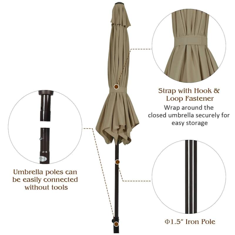 10 ft Outdoor Market Patio Table Umbrella Push Button Tilt Crank Lift